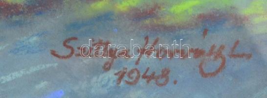 Szittya Horváth Lajos: Győr-Sopron megyei táj. Pasztell, papír. 26x37 cm Üvegezett keretben, hátolda...