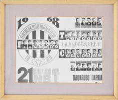 1968 Az FTC labdarúgó csapatának bekeretezett tablója 28x22 cm