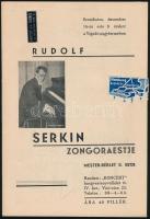 1934 január Műsorfüzet a címlapon Rudolf Serkin zongoraestje, Dr. Herz Ottó közreműködésével, valamint Bartók Béla estje, hátoldalon Koncert Rt. hangversenynaptárával, Sternberg és Kristóf-téri áruház címkékkel