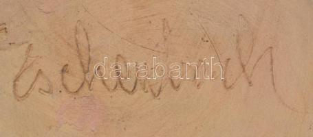 Eschenbach Jenő (1908-1981) Mázas, dekoratív kerámia váza. Jelzett, m: 32 cm, alján lepattanással