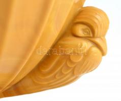 Art deco papagájos achátüveg kínáló, jelzés nélkül, kis csorbával, m: 15 cm