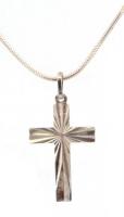 Ezüst(Ag) kígyó nyaklánc, kereszt függővel, jelzett, h: 50 cm, 3,5×1,8 cm, nettó: 5,8 g