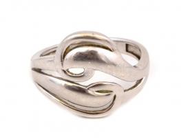 Ezüst(Ag) hullámmintás gyűrű, jelzett, méret: 56, nettó: 3,4 g