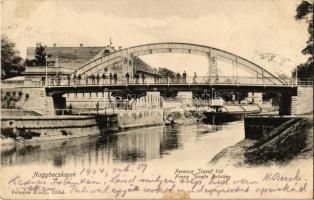 1904 Nagybecskerek, Zrenjanin, Veliki Beckerek; Ferenc József híd. Oldal felvétele és kiadása / Franz Josefs Brücke / bridge