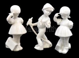 5 db herendi fehér porcelán figura: nyúl, enyhén kopott, m: 10 cm.  2 db kislány, enyhén kopott, m: ...