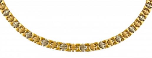 14k arany, (Ag) fantáziaszemes nyaklánc. Jelzett. 25 g. / 44 cm