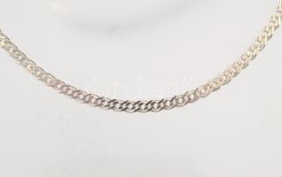 Ezüst(Ag) dupla szemes lapos nyaklánc, jelzett, h: 45 cm, nettó: 7 g