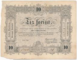 1848. 10Ft Kossuth Bankó hátlapi nyomat eltérő vörösesbarna színnel és fordított alapnyomattal! T:III,III- szép papír, anyaghiány a bal felső- és bal alsó sarkoknál  Adamo G111