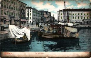 1906 Fiume, Rijeka; Via del Lido / kikötő, hajók / port, sailing vessels (EK)