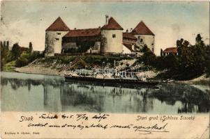 1905 Sziszek, Sisak; Stari grad (Schloss Sissek) / vár, gőzhajó. S. Jünker kiadása / castle, fortress, steamship (EB)