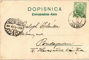 1904 Brod, Bosanski Brod; Kolodvor / Bahnhof / railway station, train, railwaymen (EK)