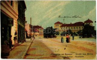 1908 Brcko, Brcka; Hauptplatz / main square, tobacco shop, hotel (EK)