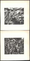 Frans Masereel (1889-1972): Jelenetek. 5 db fametszet, papír, jelzett a metszeten, 11×13 cm