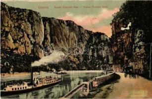 1909 Orsova, Kazán Dubovai része (Dunatölgyes), gőzhajó / Kazan Dubova Ecke / Cazane / gorge near Dubova, steamship