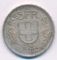 Svájc 1954B 5Fr Ag T:2 patina, ph. Switzerland 1954B 5 Francs Ag C:XF patina, edge error Krause KM#40