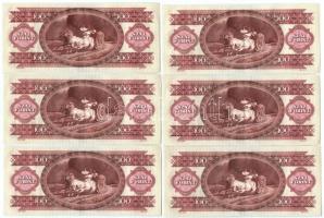 1989. 100Ft (6x) sorszámkövetők, nyomdai papírráncokkal T:I,I-
Adamo F36