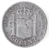 Spanyolország 1881MS-M 50c "XII Alfonz" T:3
Spain 1881MS-M 50 Centimos "Alfonso XII&...