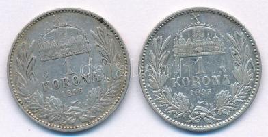 1895KB-1896KB 1K Ag "Ferenc József" (2xklf) T:2- Adamo K5