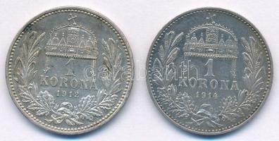 1912KB-1914KB 1K Ag "Ferenc József" (2x) T:2 
Adamo K5.1