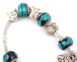 Bizsu karkötő, díszes, 1 db fém elefánt dísszel, h: ca. 20 cm