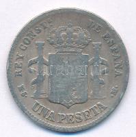 Spanyolország 1882MS-M 1P Ag "XII. Alfonz" T:3 Spain 1882MS-M 1 Pesetas Ag "Alfonso X...