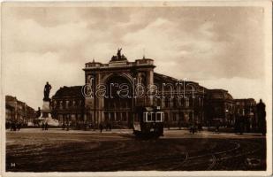 Budapest VII. Keleti pályaudvar, vasútállomás, Baross szobor, villamos (fl)