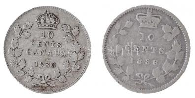 Kanada 1888. 10c Ag "Viktória" + 1930. 10c Ag "V. György" T:3
Canada 1888. 10 C...