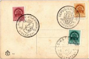 Hunters on horses and hunting dogs. R.M. 713. litho s: P. Fabatz + "1940 Marosvásárhely, Sepsis...