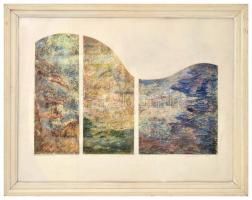 Leisztner Piroska (1938-): A tenger triptichonja. Zsírkéta, papír, jelzett, datált (1996), hátoldalá...