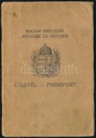 1930 Magyar Királyság által kiállított útlevél, fénykép nélkül / Hungarian passport without photo