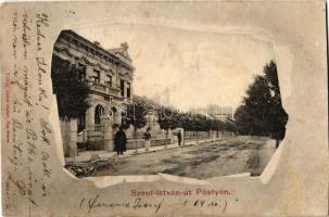 1908 Pöstyén, Pistany, Piestany; Szent István út. Zoller József 113. sz. / street view (r)