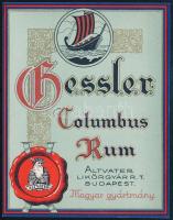 Hessler Columbus Rum Altvater Likőrgyár Rt. címke