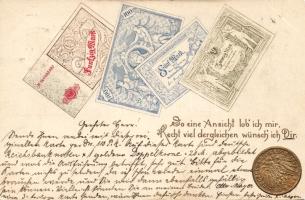 1899 German banknotes and coin Emb.