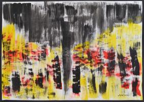 Mazzag jelzéssel: Sárga-piros-fekete kompozíció. Akvarell, papír, szélén kis szakadással, 42×59 cm