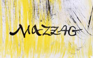 Mazzag jelzéssel: Sárga-piros-fekete kompozíció. Akvarell, papír, szélén kis szakadással, 42×59 cm