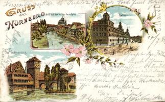 1899 Nürnberg with synagogue Litho