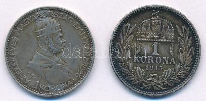 1896KB 1K Ag "Millennium" + 1915KB 1K Ag "Ferenc József" T:2,1- kis ph.,patina A...