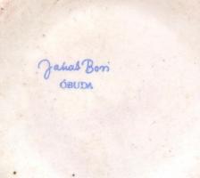 Jakab Bori (1933-2015): Mázas kerámia váza, jelzett (jakab Bori Óbuda), apró kopásokkal, m: 27 cm