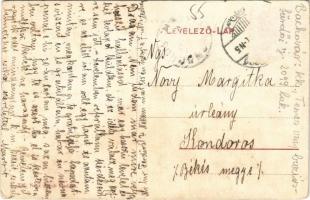 Bakóvár, Bachóvár, Bacova; Községháza, Templom, belső, Paplak. Nasz Jakab kiadása / Gemeindehaus, Ki...