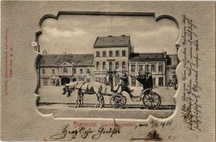 1901 Temesvár, Timisoara; Gyárváros részlet, lovashintó, Joseh Hehn üzlete / Fabrica, chariot, shop. Art Nouveau