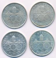 1992-1995. 200Ft Ag "MNB","Deák" (4xklf) T:1-,2 kis patina Adamo F13., F13.1