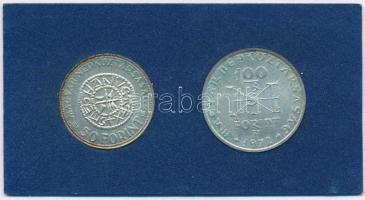 1972. 50Ft Ag + 100Ft Ag "Szent István" pár eredeti, bontott kék plasztiktokban T:BU patin...