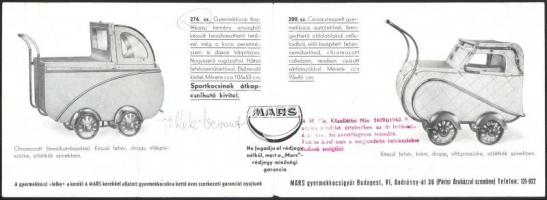 Mars Gyermekkocsigyár kinyitható illusztrált reklámos szórólapja