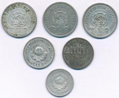 Szovjetunió 1922-1924. 10k-20k Ag (6xkfl) T:2,2- patina
Soviet Union 1922-1924. 10 Kopeks - 20 Kope...