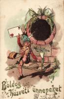 Easter, dwarf, frog Embossed Litho