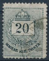 1874 20kr ernyős vésetjavítással a bélyeg alsó részén (ex Lovász)
