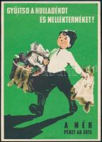 cca 1960 Bánhegyi Tibor (1923-): MÉH hulladékgyűjtő reklámplakát, szép állapotban, 23×16,5 cm