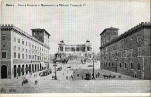 Roma, Rome; Piazza Venezia e Monumento a Vittorio Emanuele II. / square, statue, trams, horse-drawn carriages