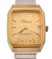 Edelweiss antimagnetic mechanikus karóra naptár funkcióval, fém szíjjal. Működik  3,6x3,6 cm