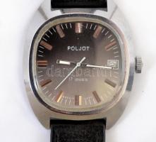 Poljot mechanikus karóra naptár funkcióval, bőr szíjjal. Működik